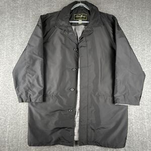 Eddie Bauer Trench Coat Men’s XL Black Lightweight Water Repellent Packable